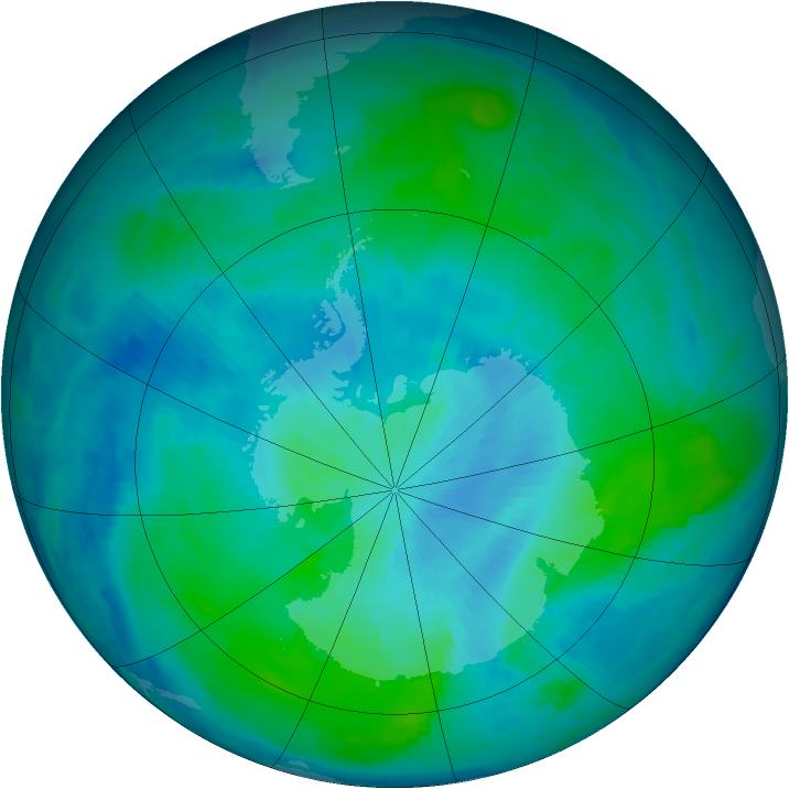 Antarctic ozone map for 23 February 1997